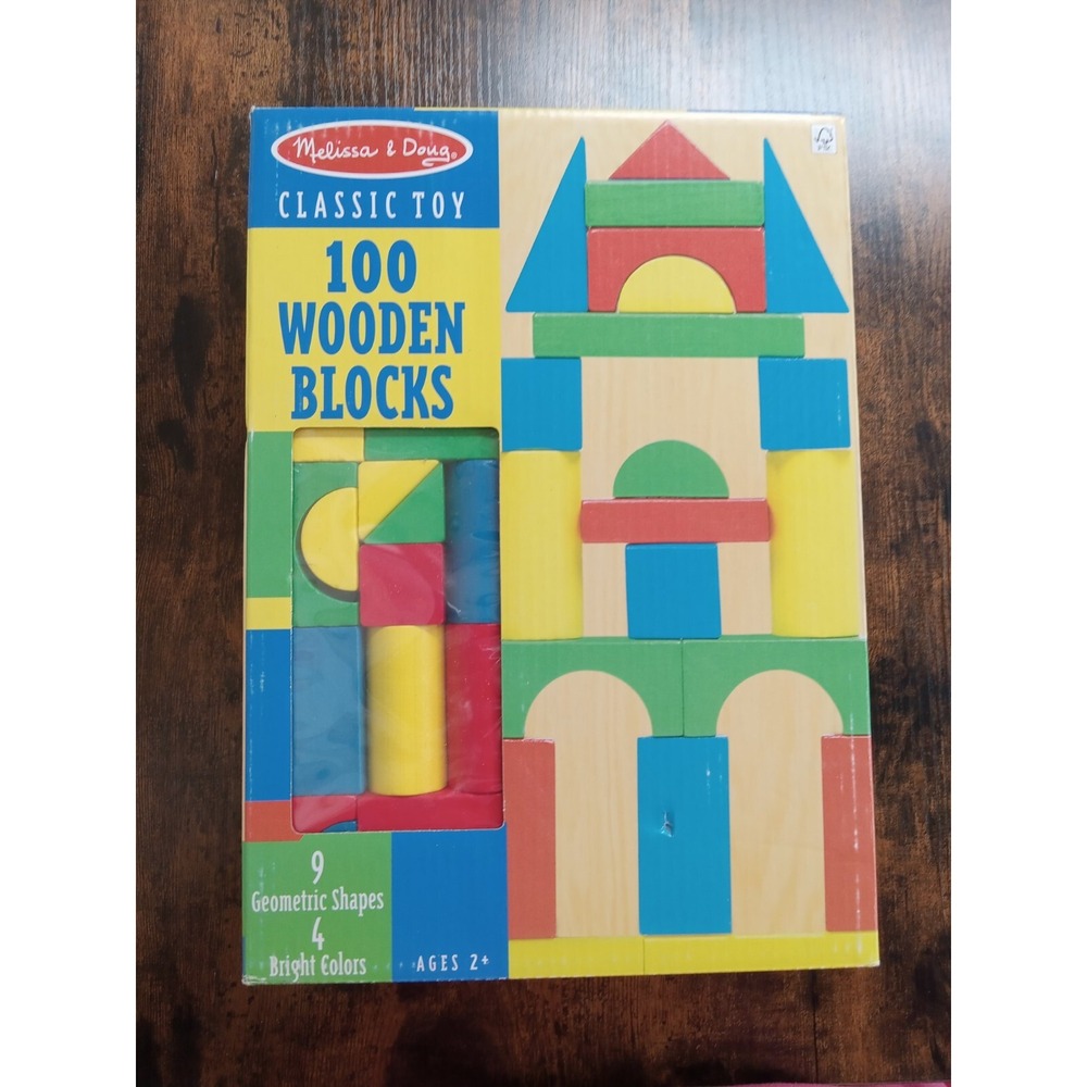Melissa & Doug Wooden Block Set 100 pc Classic Learning Toy ages 2+ NEW IN BOX
